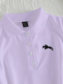 Elamini Polo Neck Casual Women Short Sleeve Dress