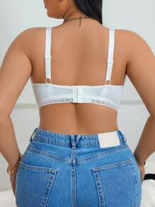 SHEIN 1 pieza Sujetador de encaje y malla con aros de soporte para tallas grandes