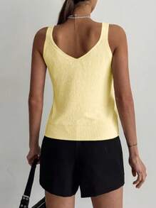 EMERY ROSE Women's White Rhinestone Ribbed Cami Tank Top - Yellow - View 5