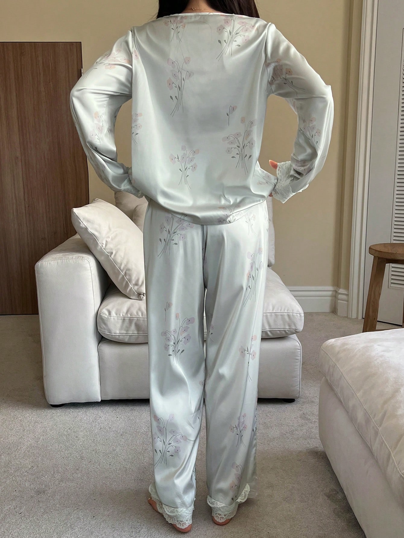 DAZY طقم بيجامة نسائي فضفاض مزين بطباعة الزهور وال...