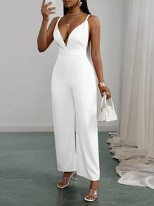 Slaydiva 2025 年夏季新款音乐节、复活节、西部风、游牧风、优雅、端庄的女士连体裤，适合婚礼、生日、毕业典礼、学生日常、休闲、度假、邮轮旅行、海滩、日光浴、流行深 V 领、结饰、交叉带、收腰、橙色 - 白色 - 查看 5