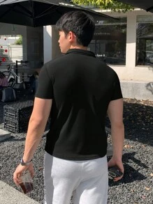 SHEIN 青少年男孩休闲短袖 T 恤，运动街头装朋克摇滚学院风，适合日常外出、派对、音乐节，适合春夏季 - 黑色 - 查看 2