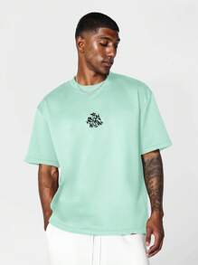 SUMWON Tricou de vară în ediție limitată, imprimeu grafic supradimensionat, mânecă scurtă, streetwear, modă casual, festival de primăvară
