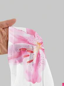 Aloruh 女士优雅度假全印花水彩百合图案垂坠领连衣裙，适合夏季、海滩度假、夏威夷度假、春假、毕业典礼 - 彩色 - 查看 9