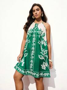 Maija Vestido midi con cuello en V sin mangas, estilo vintage, tallas grandes - Multicolor - Ver 6