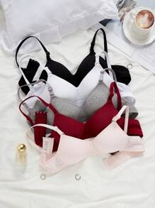 5pcs/Pack Seamless Wireless Bra For Teen Girls , Comfort Underwear With Non-Padded Cup, Suitable For High School Students & Teen Girl Back To School Fashion - Multicolor - View 3