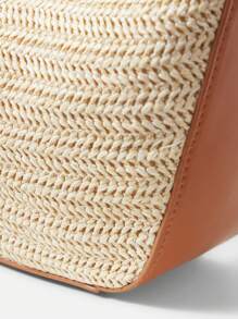 MOTF PREMIUM 拉链草编单肩包 - 棕色 - 查看 4