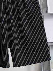 Ținută casual pentru băieți preadolescenti, 2 buc.: cămașă cu guler scurt și pantaloni scurți cu talie elastică, confortabilă, la modă, versatilă, moale, potrivită pentru primăvară, vară, purtare zilnică, joacă în aer liber, școală, stradă, petrecere și timp liber. - Alb-negru - Vizualizare 4