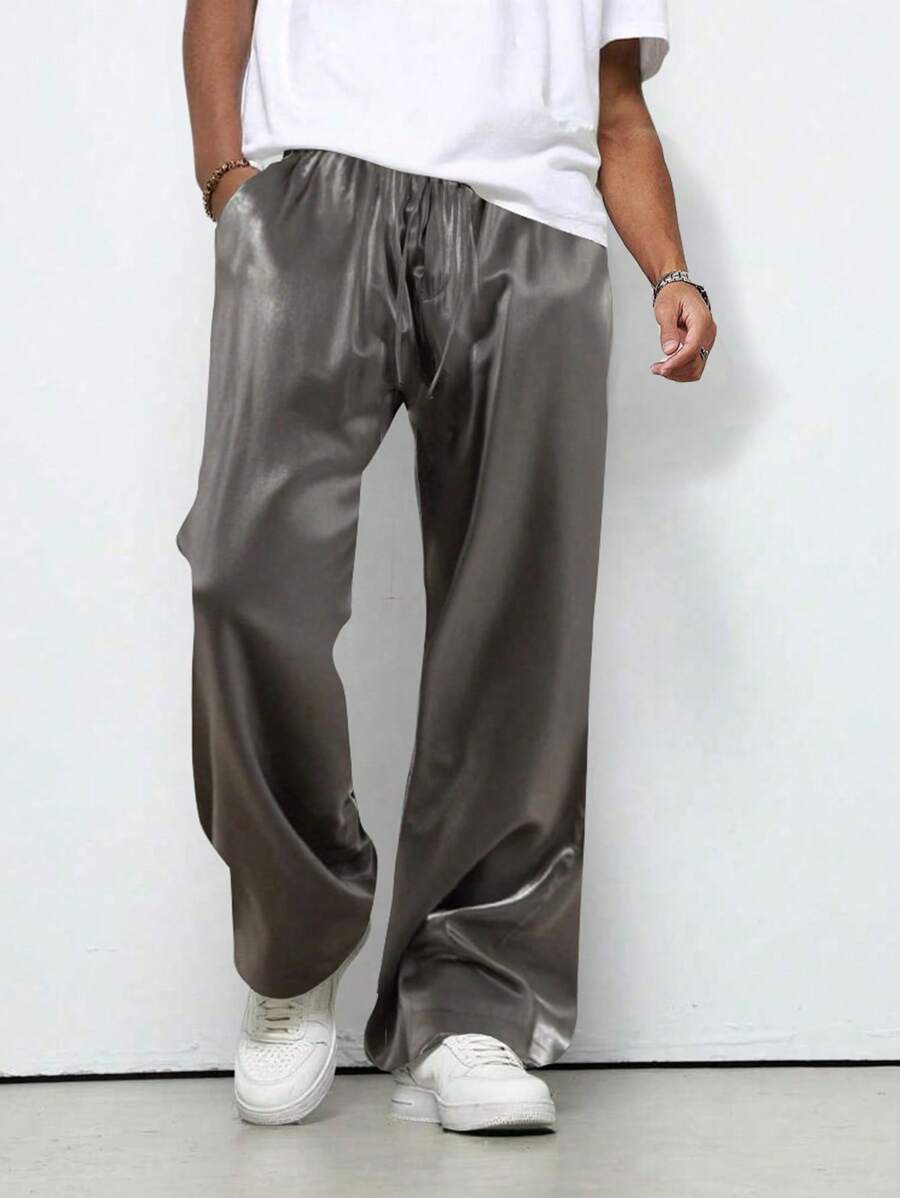 Manfinity Hypemode 男士纯色抽绳腰插袋阔腿宽松休闲长裤