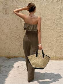 Serisse Mono de mujer de unicolor con volantes escalonados y cinturón sin mangas