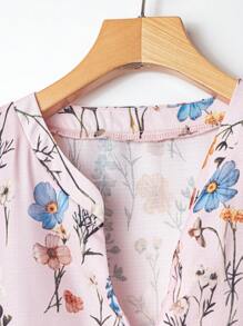 Rusticease Women's Tropical Floral Print Ruffle Sleeve Shirt And Wide Leg Pants 2 Pieces Set