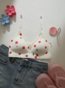 PetitDoll 女士樱桃印花细肩带文胸，适合日常穿着