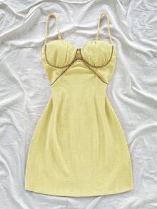 Soleia 贝壳杯吊带女士度假梭织连衣裙