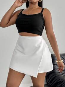 SHEIN PETITE CURVE Falda casual de moda asimétrica para mujer de talla grande