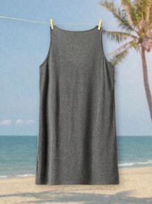 SHEIN LUNE Semplice vestito estivo casual con stampa di palme, adatto per le vacanze