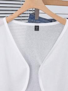 Calvaya 大码女式简约短款夏季外套 - 白色 - 查看 4