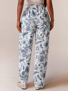 Athîral Women's Paisley Print Straight Leg Trouser - Blue - View 2