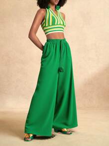 Zivah 女士休闲几何印花全长阔腿裤，适合音乐节和度假