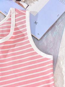 2pcs/Set Striped Dresses For Teen Girls, Includes Striped Dress And Pink Striped Dress