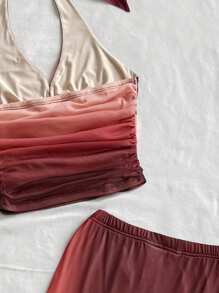 Soleia Women Two Pieces Outfits For Daily Wear Sunset Colors Outfit Pleated Skirt Set Mermaid Outfit Women Beach Dinner Outfit Dress Beach - Multicolor - View 7