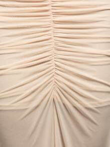 TypaGal Jupe de plage plissée sexy en maille transparente - Nude - Voir 6