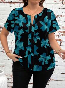 SHEIN Clasi 大码花卉印花休闲衬衫，适合夏季