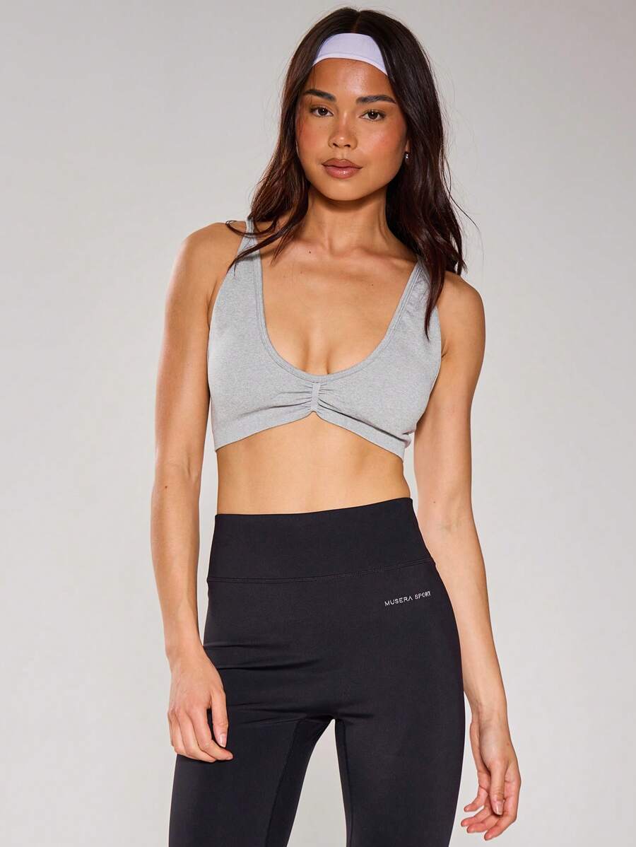 Musera Sport Top esportivo feminino para padel, tênis, pickleball e academia. - Cinza - Ver 1