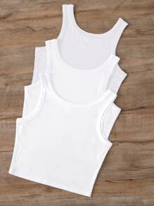 INAWLY 3pcs/Set Strawberry, Cherry, Bow Embroidered Round Neck Camisole - White - View 2