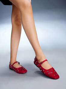 Cuccoo CUCCOO GRLICON Zapatos planos con correa de hebilla de rhinestone, corte en V y punta cuadrada, para estilo de motocicleta y calle, atuendo de verano para mujeres