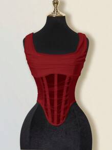 SHEIN ICON 透视低胸鱼骨吊带背心