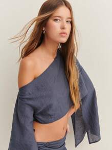 Nöista Conjunto de top corto con cuello asimétrico y mini falda a juego, perfecto para el verano. Ideal para fiestas, festivales y ropa de calle