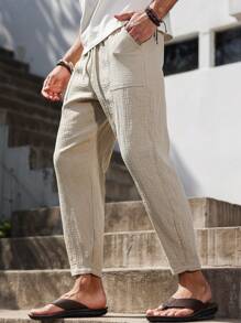Manfinity Nomadique Pantalon en coton unicolore avec poches, mode pour l'été