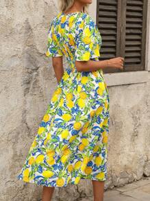 SHEIN Clasi 多巴胺主题彩色印花夏日度假连衣裙