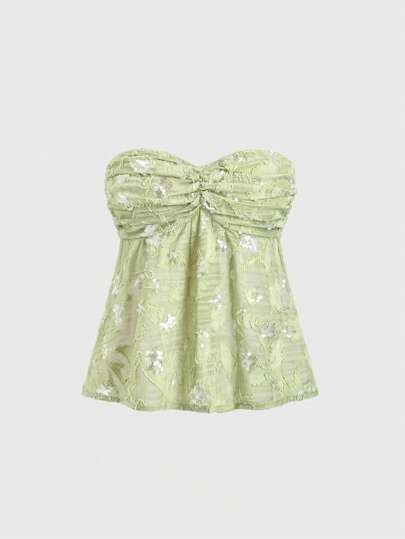 Sweetra Parte superior sexy de halter con fruncidos en la espalda, bordado y cuentas, ideal para vacaciones de primavera/verano junto al mar.