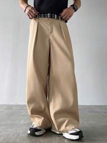 Claim Dot Men's Casual Loose Wide Leg Pants, Fashion For Summer - Khaki - View 1