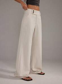 TRNVIE Pantalones de verano de unicolor de moda para mujeres