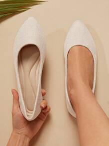 SHUZIA Women Comfortable Almond Toe Ballet Flats - Beige - View 2