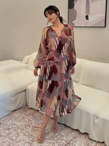 DAZY Váy dài voan cổ chữ V kiểu Pháp dành cho nữ, váy dài tay mùa thu - Nhiều màu - Xem 6