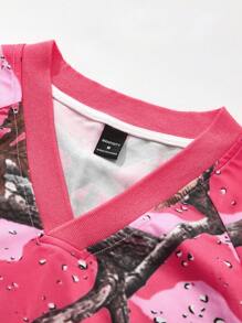 PAVTROS Camiseta de manga corta con cuello en V y estampado de color en contraste para hombre