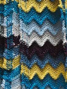 TypaGal Vestido corto de playa tipo cubrecosturas con diseño de zig-zag, calado y flecos, de color contrastante para mujer