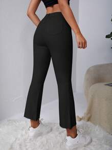 SHEIN EZwear 女士纯色牛仔裤，适合夏季 - 黑色 - 查看 2