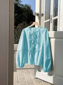 Comfortcana Top fruncido con tirantes de moño y rayas, color verde menta, para verano - verde menta - Ver 6