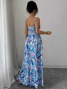 Vestido de verano elegante y estilizado con estampado y cuello halter para vacaciones de la mujer - Multicolor 2 - Ver 9