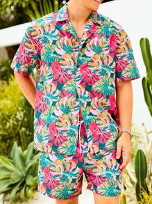 Surfspeed Men's Fashion Beach Set, Short Sleeve Shirt And Shorts, Suitable For Summer, Hawaiian