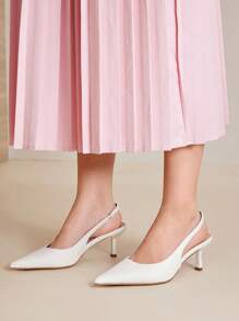 MOTF PREMIUM POINTED TOE SLINGBACKS HIGH HEEL PUMPS FOR CHRISTMAS - White - View 3