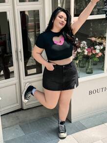 SHEIN ICON Váy denim thường ngày xẻ túi bên hông cỡ lớn cho nữ - màu đen - Xem 5