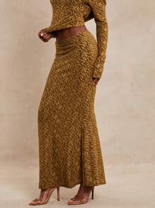 NYA SZN 女式高腰纹理夏季活动迷你喇叭裙超长新娘宾客婚礼舞会特殊场合沙滩装 - 綠色 - 查看 4