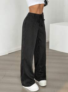 Comfortcana 女式条纹印花口袋优雅办公西装裤