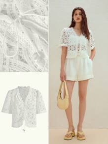 MOTF STUDIO SHEER KNOT BLOUSE - White - View 11