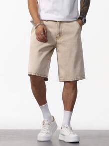 Manfinity Homme 男士宽松休闲百慕大牛仔短裤，带口袋